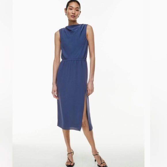 Babaton Aritzia Announcement Midi Dress Navy Blue Sz 6 - Picture 1 of 14